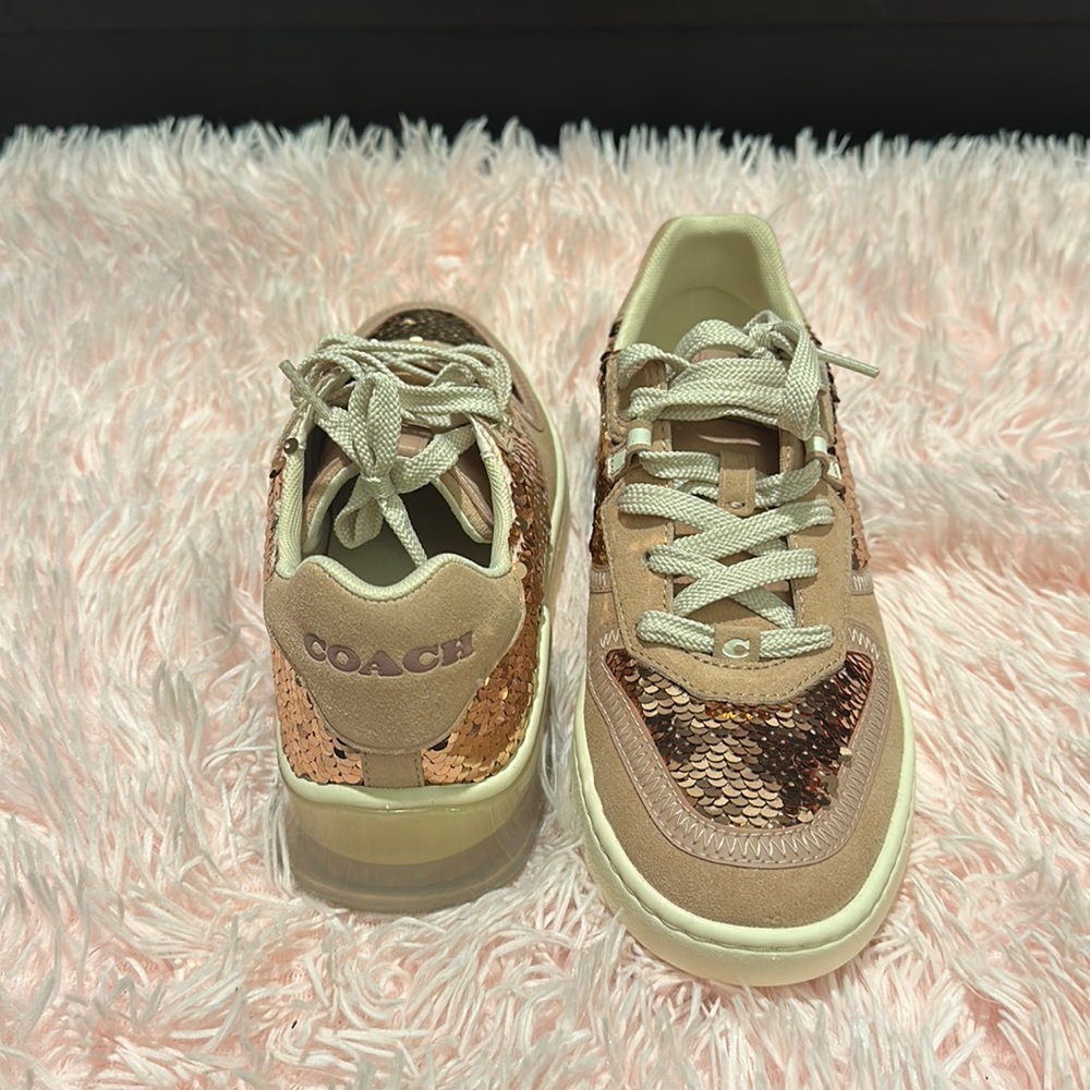 Coach Citysole Rose Gold Sequin Sneaker NWOB
